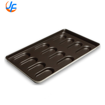 RK Bakeware चीन खाद्य सेवा वाणिज्यिक सिलिकॉन ग्लेज़्ड हॉट डॉग बन्स पैन थोक बेकरी के लिए