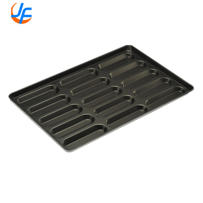 RK Bakeware चीन खाद्य सेवा वाणिज्यिक सिलिकॉन ग्लेज़्ड हॉट डॉग बन्स पैन थोक बेकरी के लिए