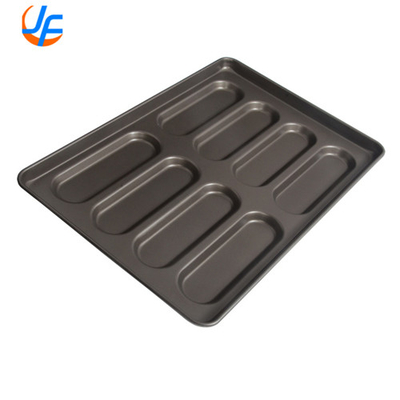 RK Bakeware चीन खाद्य सेवा वाणिज्यिक सिलिकॉन ग्लेज़्ड हॉट डॉग बन्स पैन थोक बेकरी के लिए