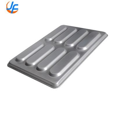 RK Bakeware चीन खाद्य सेवा वाणिज्यिक सिलिकॉन ग्लेज़्ड हॉट डॉग बन्स पैन थोक बेकरी के लिए