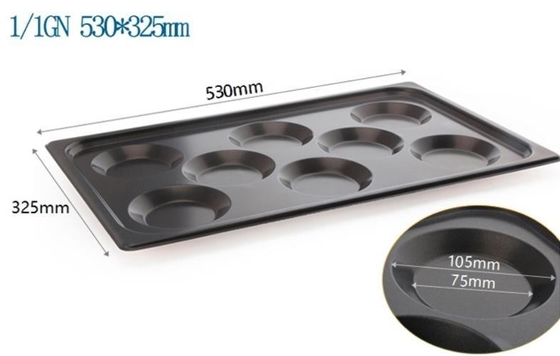 Rk Bakeware China-Gastronorm Gn 1/1 एल्यूमीनियम नॉनस्टिक बेकिंग ट्रे 530X325 मिमी अंडे के लिए 8 मोल्ड के साथ